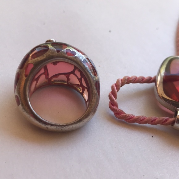 Angelique De Paris Pink Glass/Silver/White Topaz - Picture 9 of 10